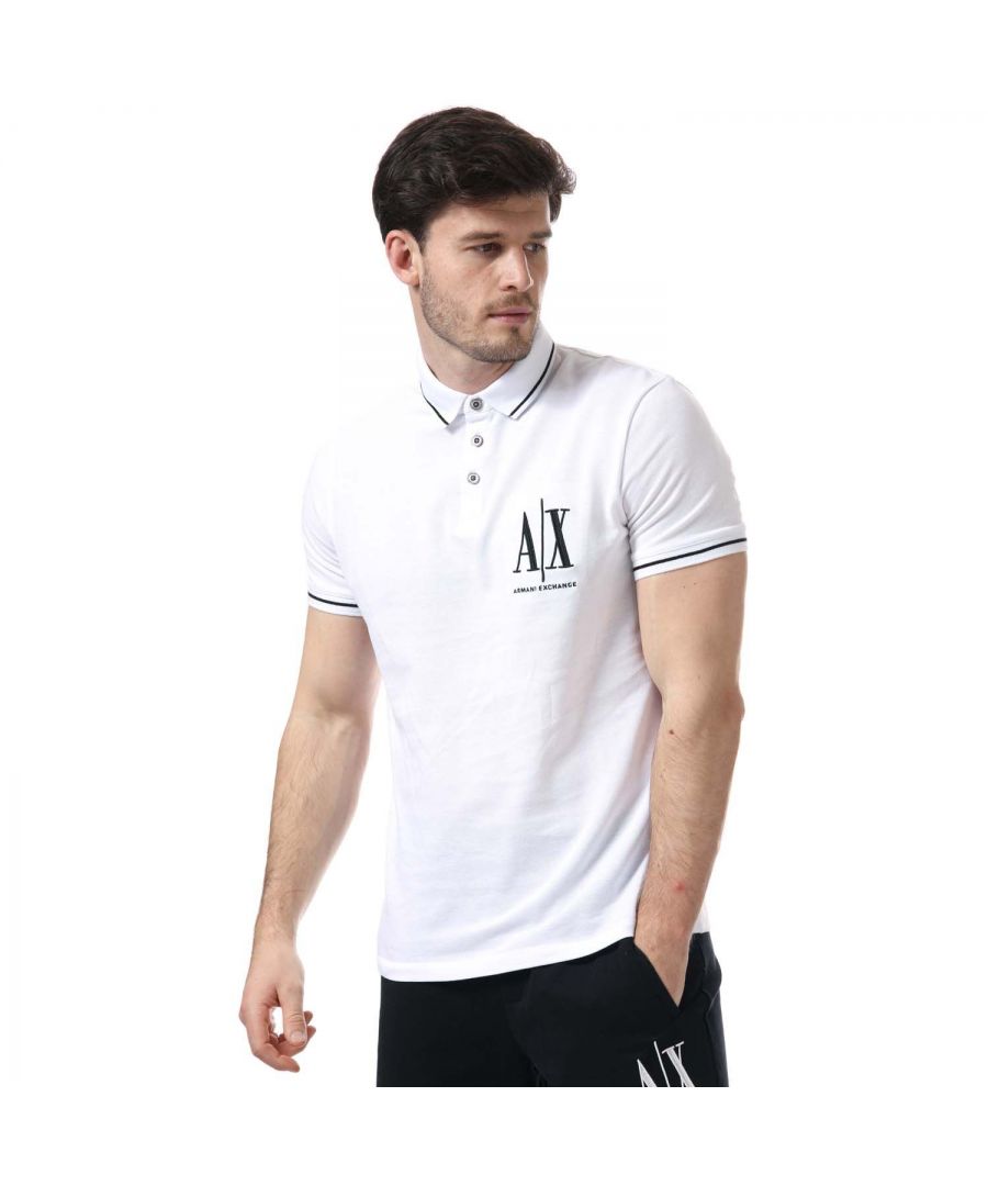 Image for Men's Armani Exchange Tipped Logo Polo Shirt in White