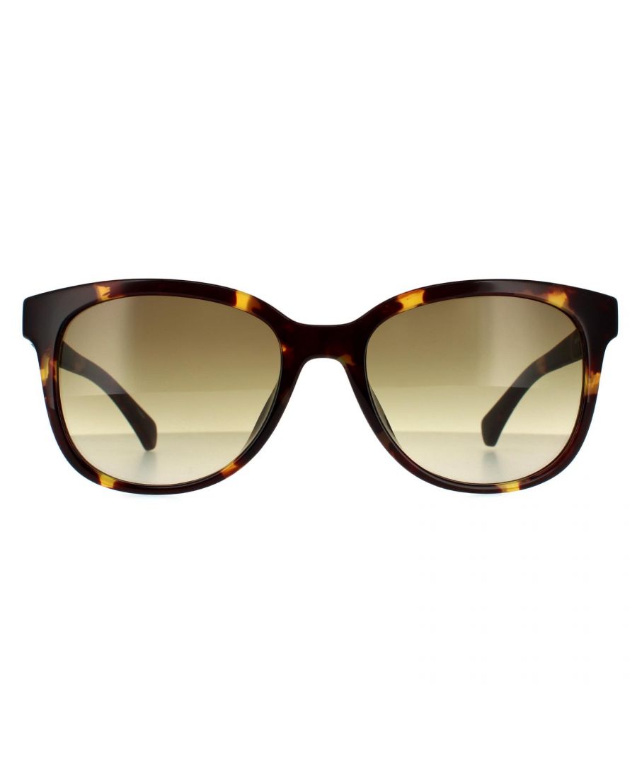 Calvin Klein zonnebrillen CK3176S 214 Glanzende schildpad bruin gradiënt zijn een ronde frame gemaakt van lichtgewicht acetaat. Slanke tempels zijn voorzien van het Calvin Klein -logo voor merkauthenticiteit