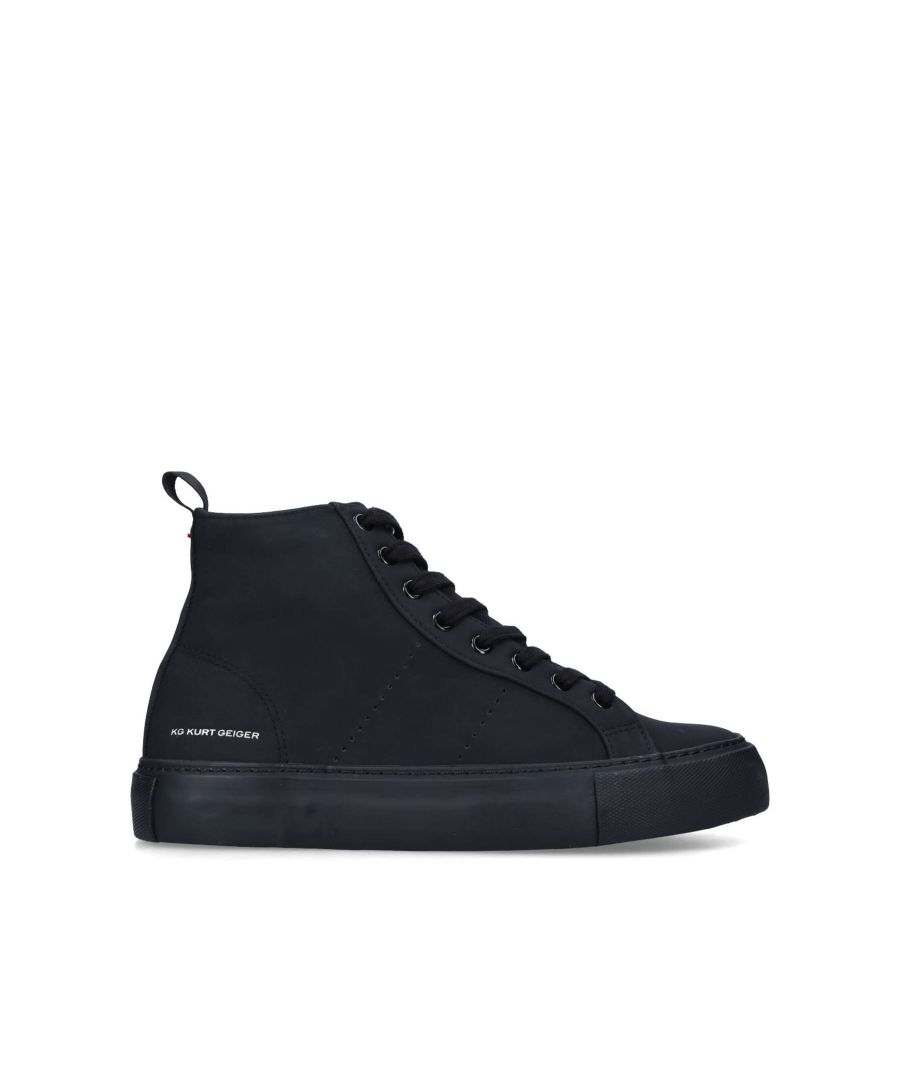 Wilson High-Top by KG Kurt Geiger is a black sneaker with laces and KG Kurt Geiger branding.