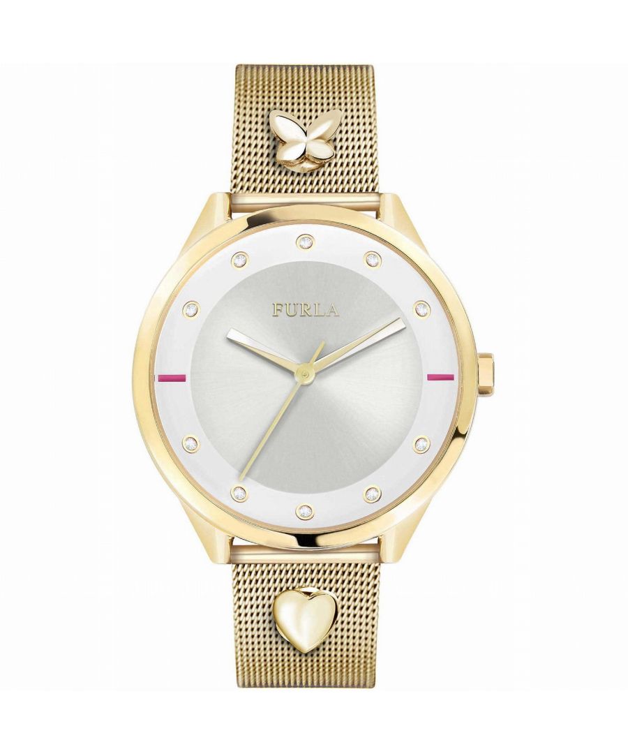 furla womens pin silver dial stainless steel watch - gold - one size