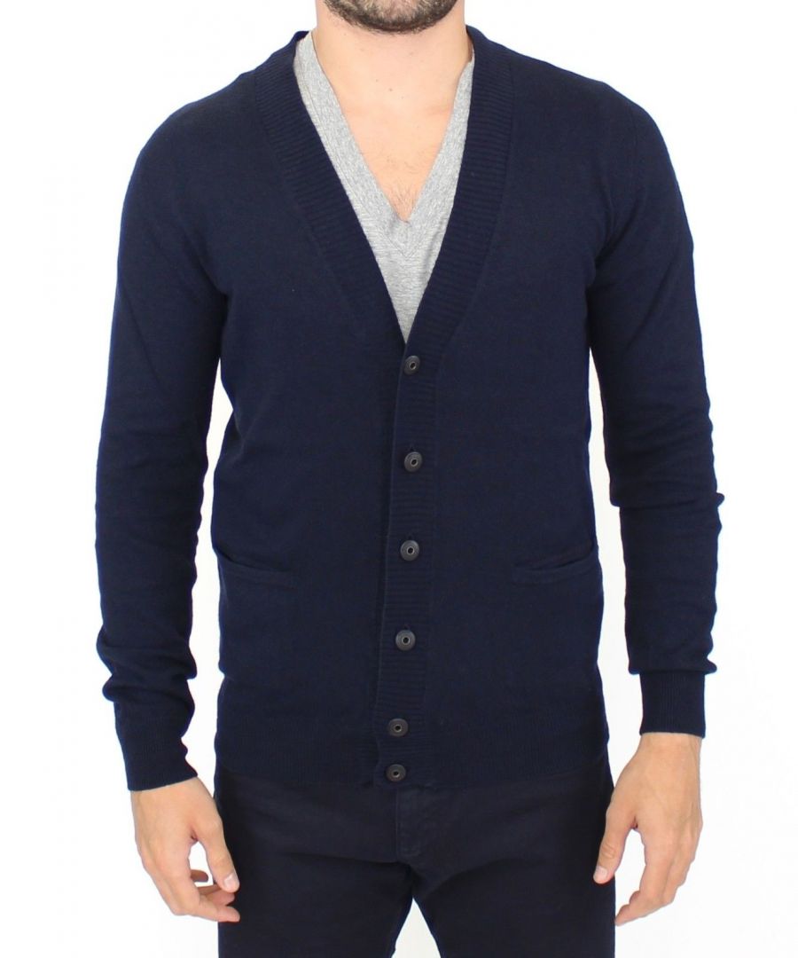 Image for Ermanno Scervino Blue Wool Cashmere Cardigan Pullover Sweater
