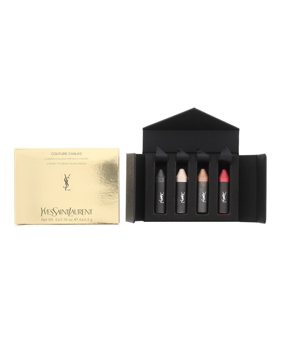 Yves Saint Laurent Couture Chalks 4 Piece Gift Set. Includes: Le Rouge Chalk 4.4g - Le Noir Chalk 4.4g - Le Nude Chalk 4.4g - Le Cuivre Chalk 4.4g