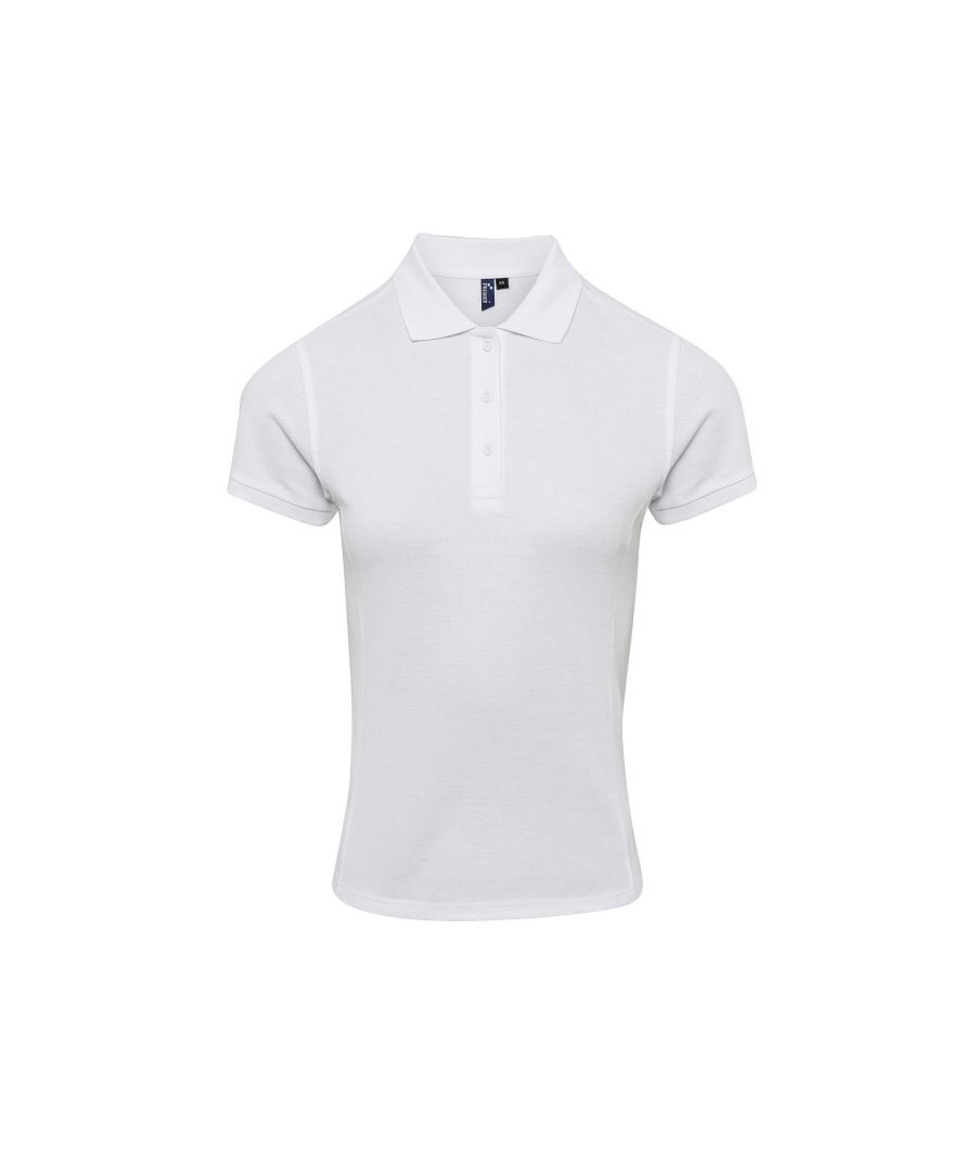 Premier Unisex Womens/Ladies Coolchecker Plus Piqu Polo With CoolPlus (White) - Size Medium