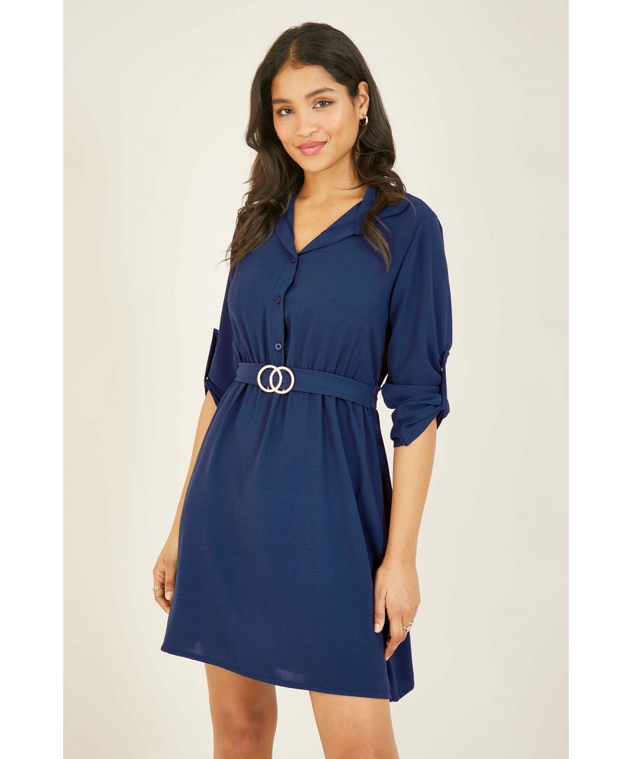 Shirt dresses are all the rage this season and this Mela Belted Shirt Dress is no different. Expertly designed with lightweight fabric for a comfortable fit, it sits above the knee in a modest shape. Buttons run down the front to smarten up your weekend look, whilst the belt around the waist is perfect for defining your silhouette. Look to the turned-up sleeves and relaxed collar as the perfect finishing touches.  100% Polyester Machine Wash At 30 Length is 92CM