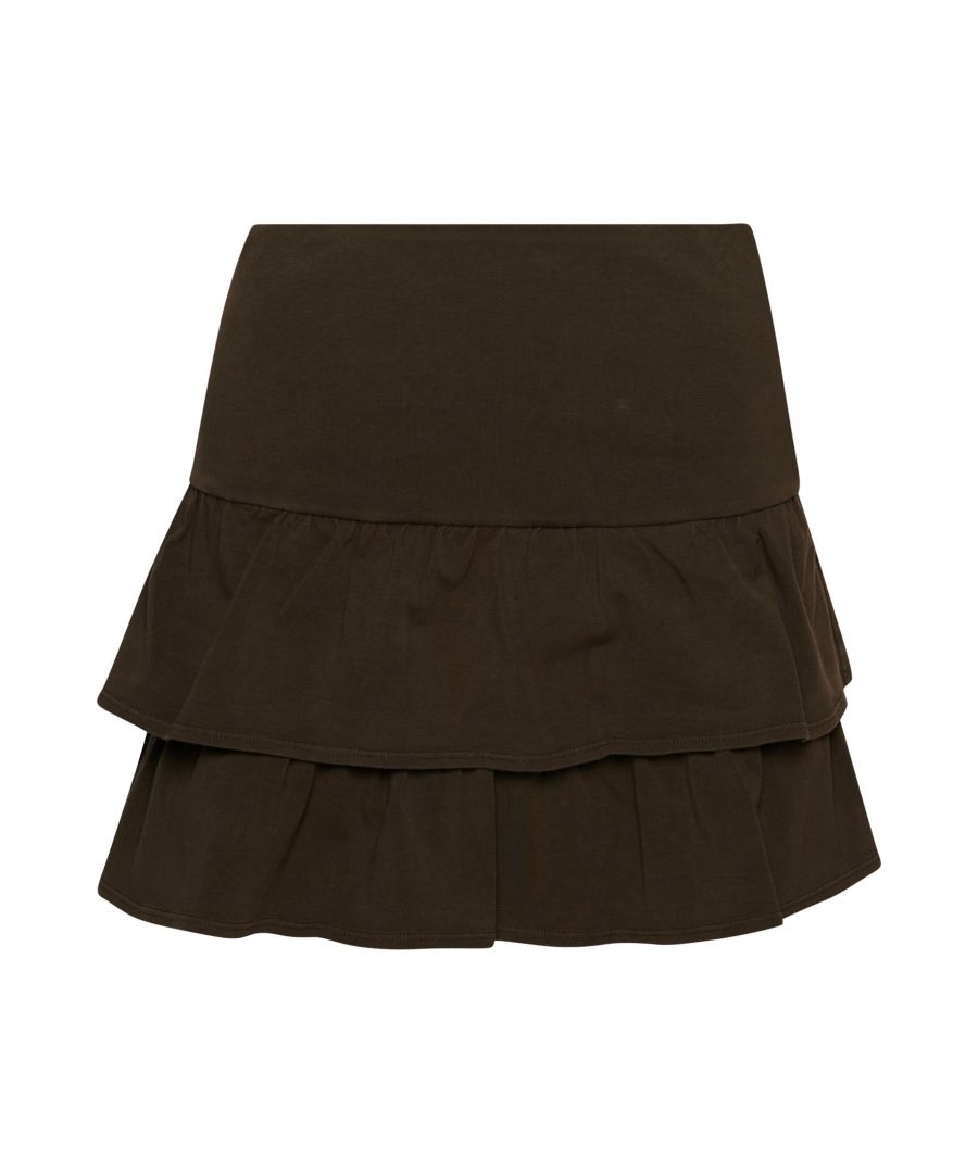 This Vintage style skirt is a beautiful piece inspired by the on-trend 90s era. It is sure to become a timeless wardrobe addition.Deep smocked waistbandTiered and ruffled skirtSignature logo tab