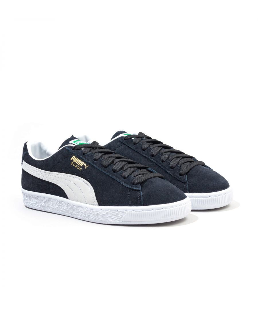 Puma Suede Classic XXI Trainers in puma black - puma white.- Leather and suede upper.- Lace fastening.- Low-rise silhouette in a black and white colourway.- Puma branding on the sidewall.- Rubber sole.- Leather and suede upper  Textile lining  Synthetic sole.- Ref: 37491501