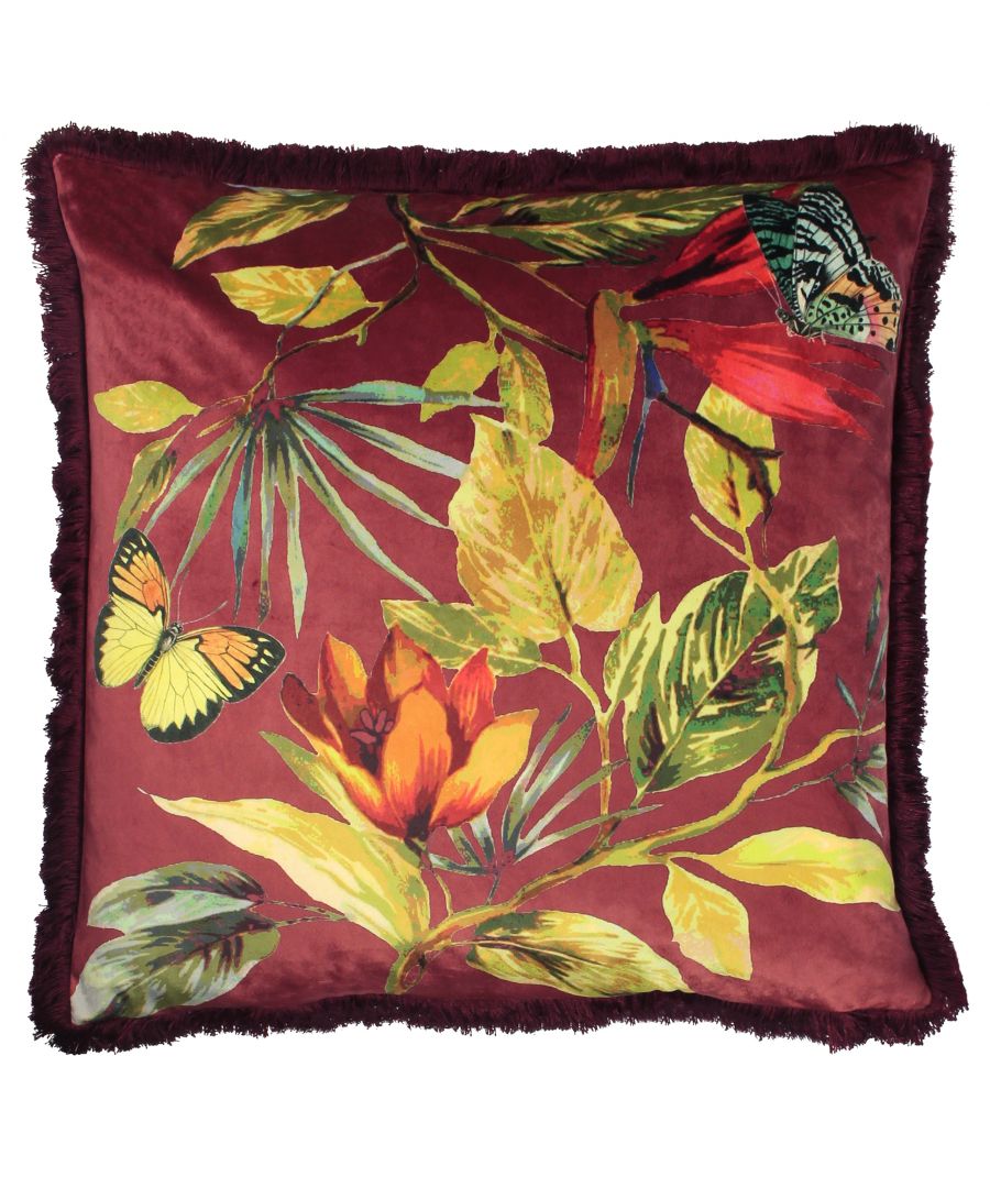 Create a striking display in your home with the Cahala cushion. Featuring a print of bright foliage and plants on the softest velvet. This design is not one to miss in any contemporary or modern home.