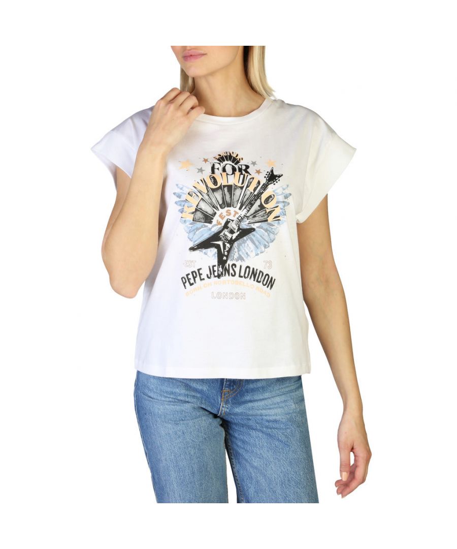 pepe jeans womens t-shirt - white cotton - size x-small
