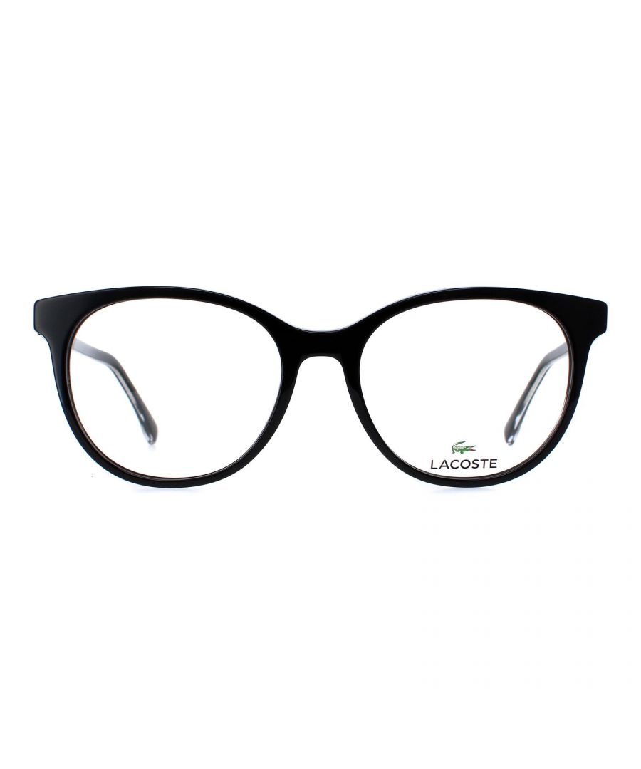 Lacoste Round Womens Black L2869  Glasses are a stylish and contemporary eyewear option that combines modern round design with high-quality materials to create a sleek and sophisticated look. The frames are made of lightweight plastic and the Lacoste branding on the temples adds a touch of sophistication.