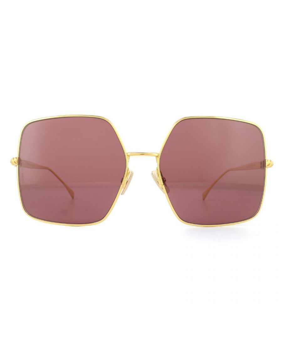 Fendi Sunglasses FF0439/S 001/U1 Yellow Gold Pink are a super oversized square metal style that features crystal embellishments along the temples, and the Fendi FF logo.