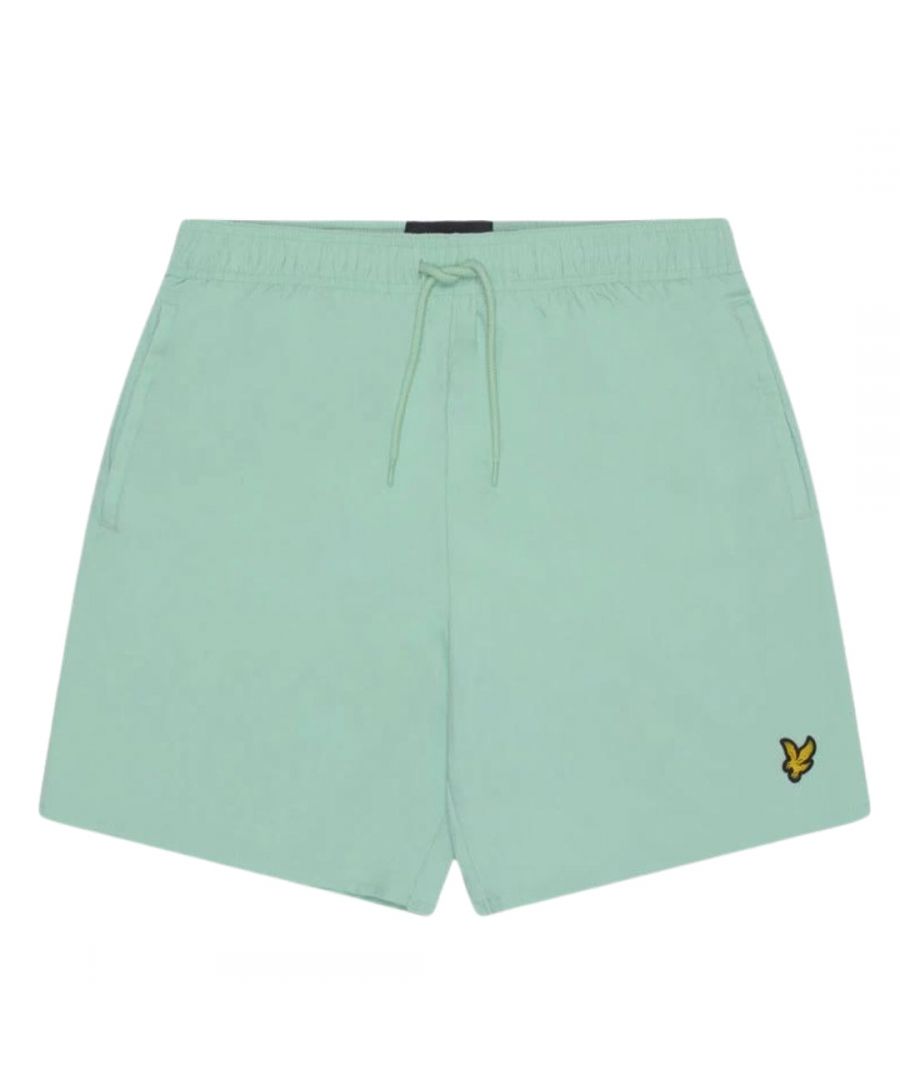 Lyle & Scott Mens Branded Logo Turquoise Shadow Swim Shorts - Green - Size Large