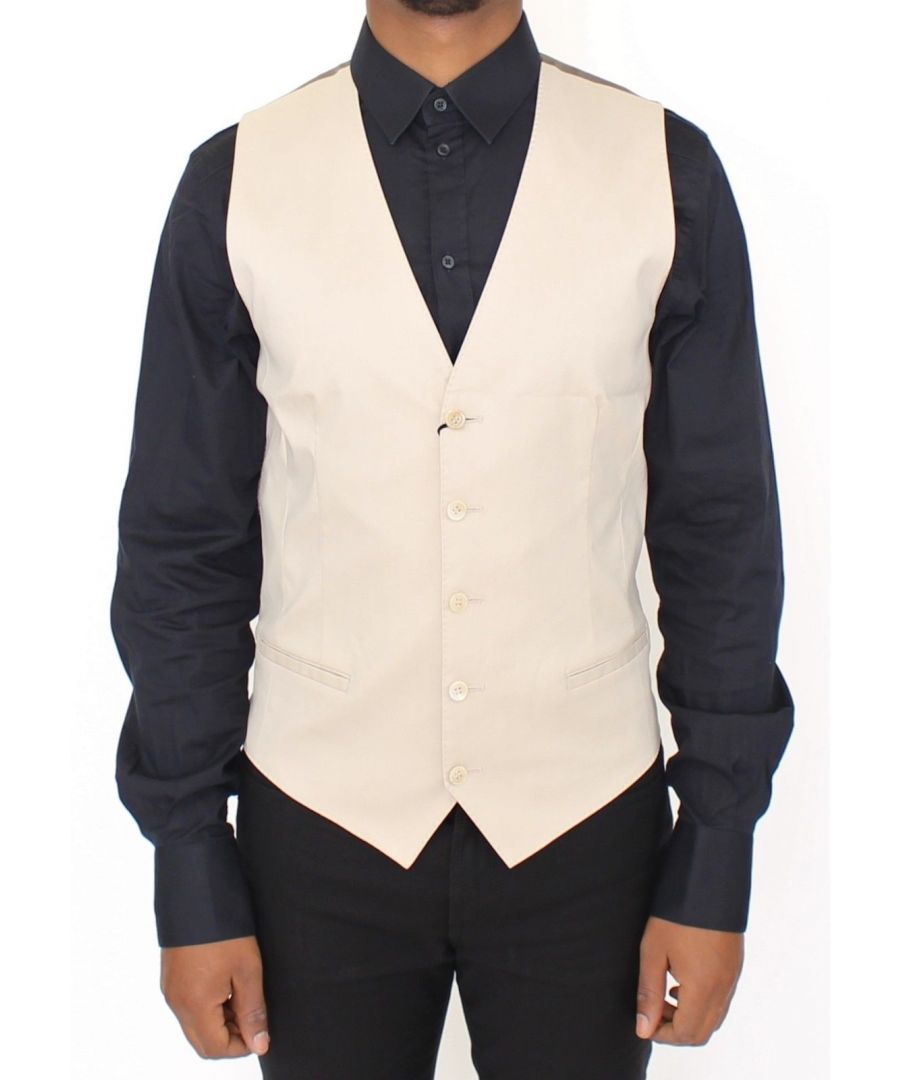 Image for Dolce & Gabbana Beige Cotton Stretch Dress Vest Blazer