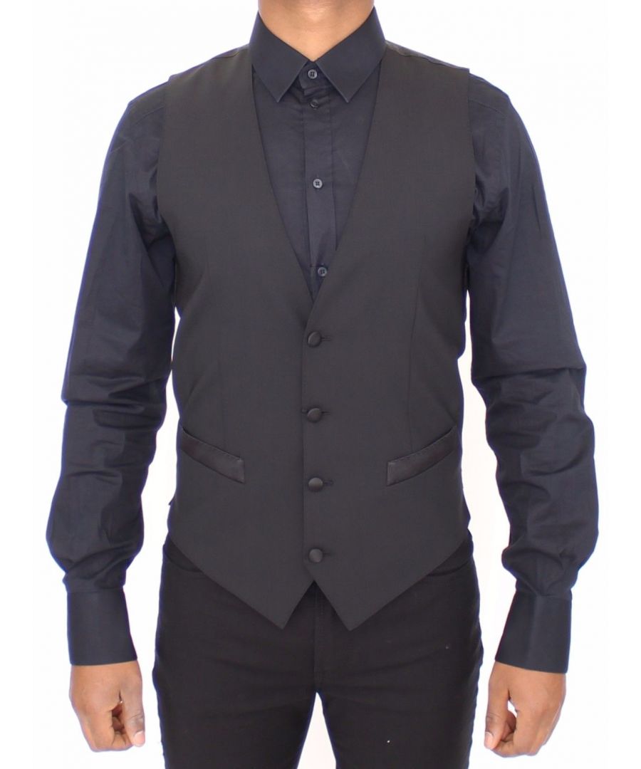 Image for Dolce & Gabbana Black Wool Silk Stretch Dress Vest Blazer