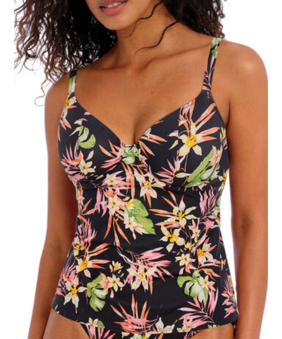 Freya Womens Savanna Sunset Plunge Tankini Top - Floral Polyamide - Size 32G