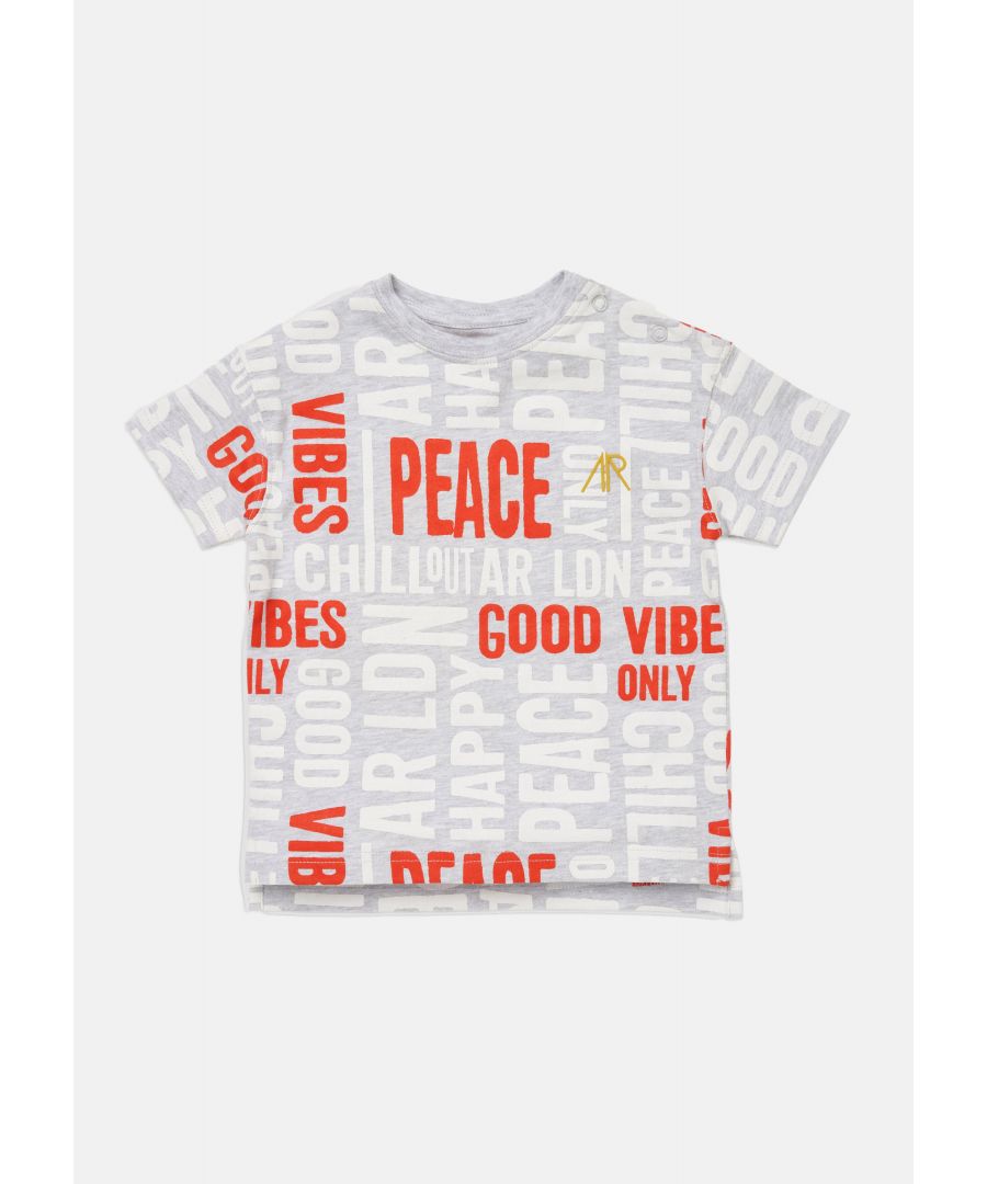 Send good vibes whilst looking super stylish in our new tee. Made from a super soft cotton jersey with a very special message this positive tee is a must have! Colour:   About Me: 100% Cotton Look after me: Think planet. wash at 30c Angel & Rocket cares - made with Fairtrade cotton.