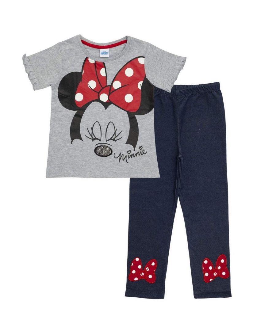 Fabric: Cotton, Elastane. Characters: Minnie Mouse. Design: Printed. Neckline: Crew Neck. Sleeve-Type: Short-Sleeved. Tight Fitting. 100% Officially Licensed. Soft, Stretch.