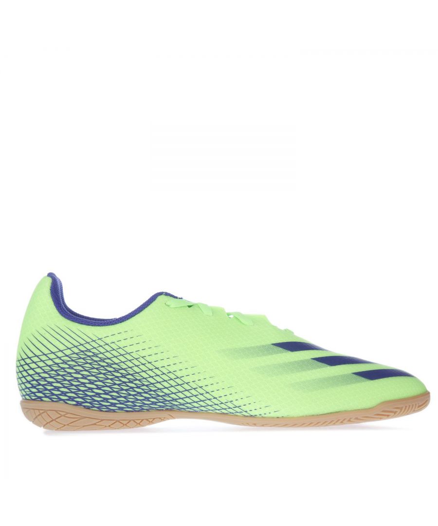 Mens adidas X Ghosted.4 Indoor Football Trainers in green.- Synthetic upper. - Lace closure.- adidas branding. - Low-cut collar.- Lightweight.- Rubber outsole.- Synthetic upper  Textile and synthetic lining  Synthetic sole.- Ref.: EG8243