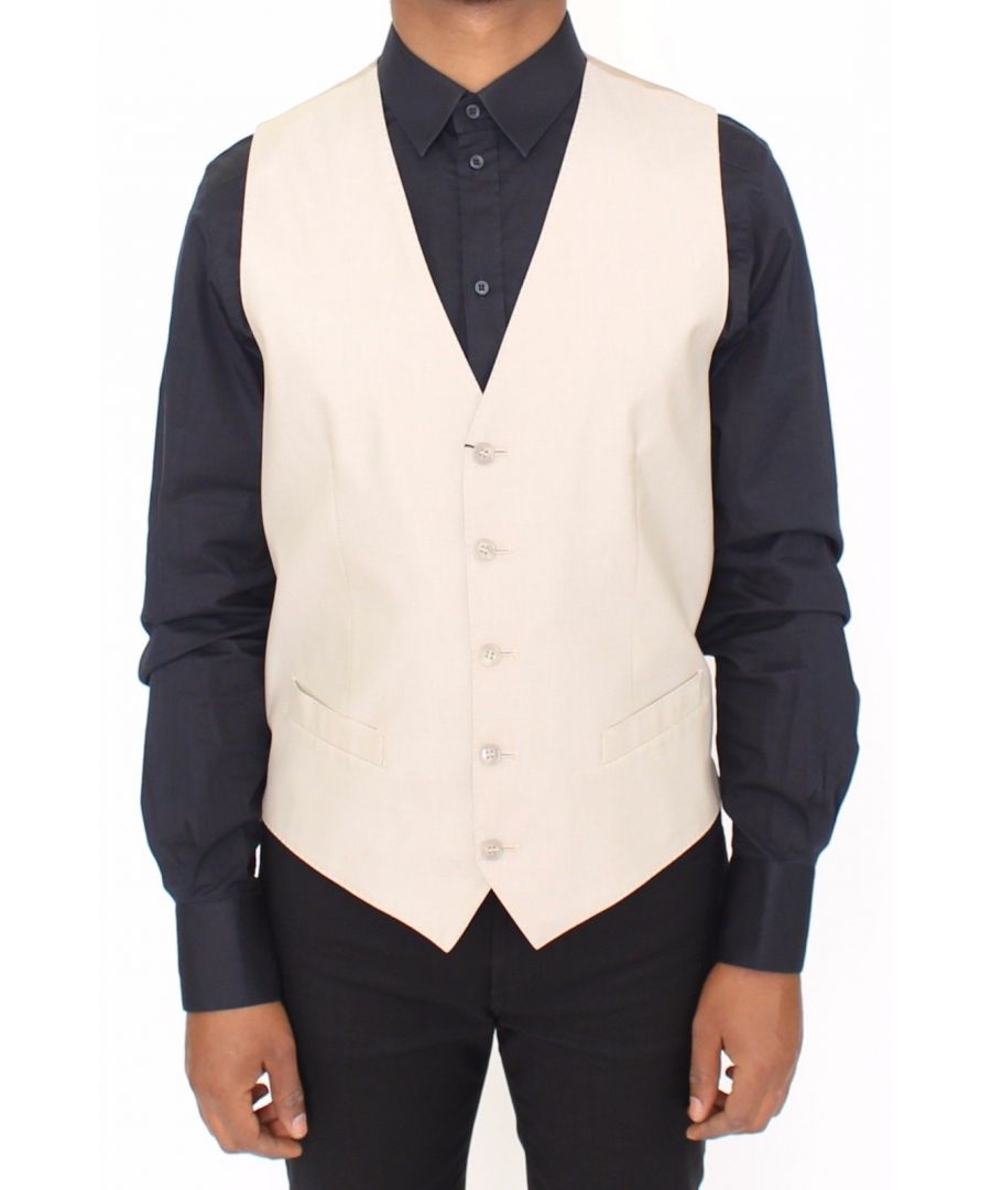 Image for Dolce & Gabbana Beige Cotton Silk Blend Dress Vest Blazer