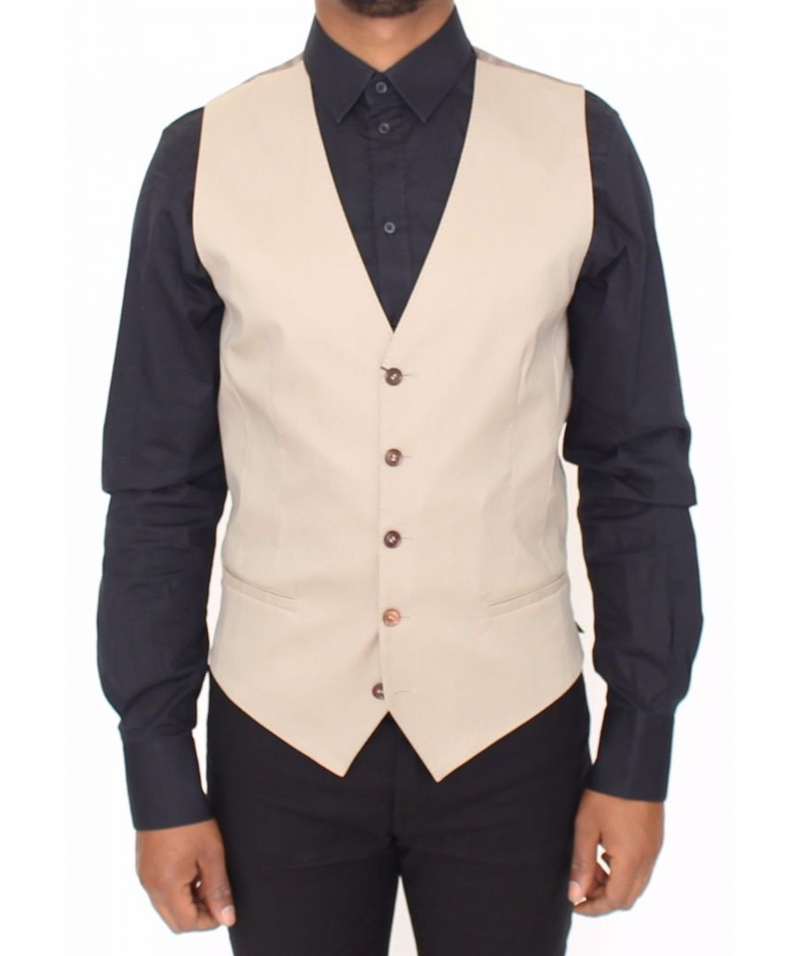 Image for Dolce & Gabbana Beige Cotton Dress Vest Blazer Jacket