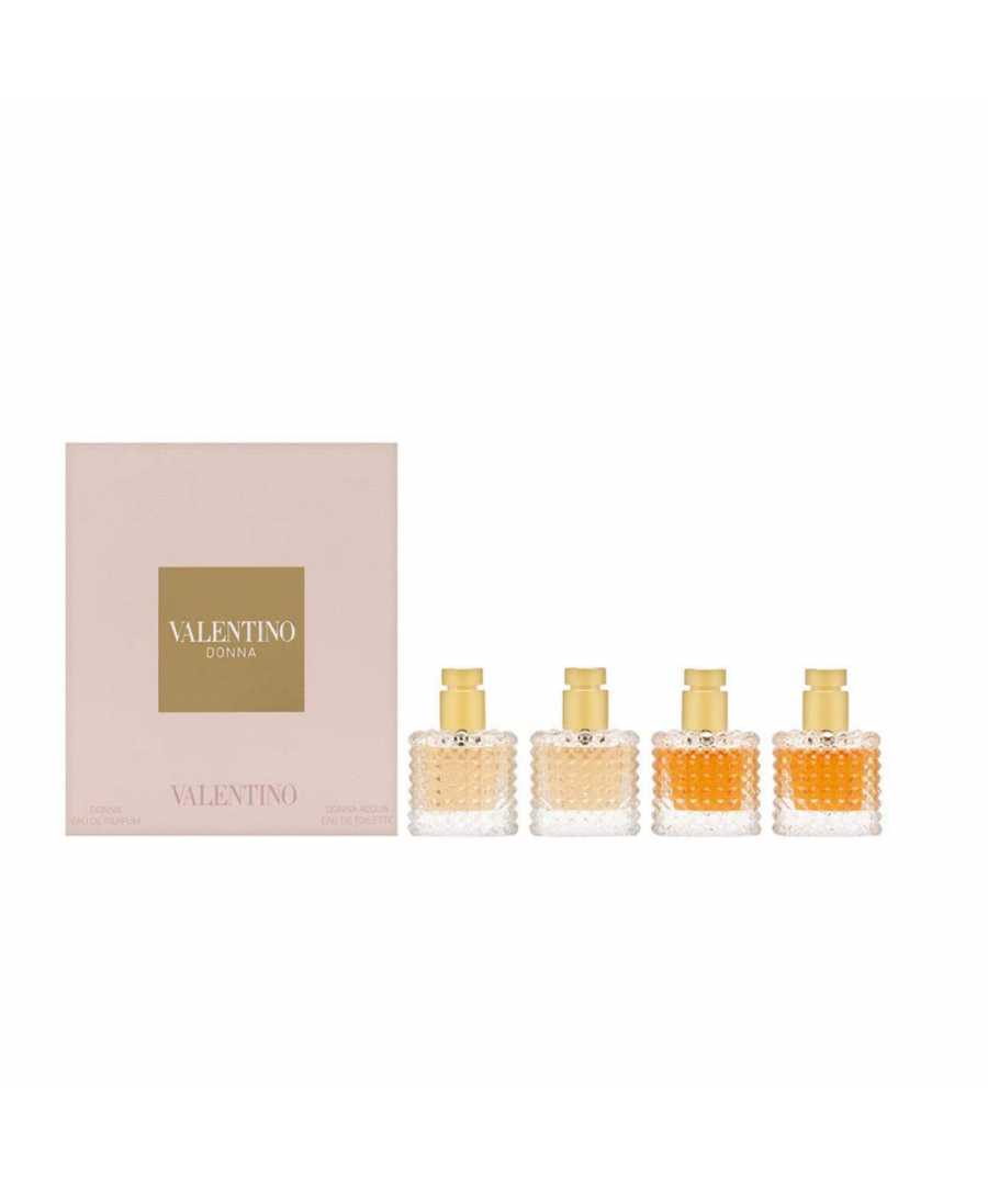 This Valentino Donna Miniature Gift Set contains: 2 x 6ml Donna EDP + 2 x 6ml Donna Acqua EDT. Donna by Valentino is a floral fragrance. This fragrance contains bergamot, rose, iris absolute, patchouli, leather and vanilla. Please note: UK shipping only.