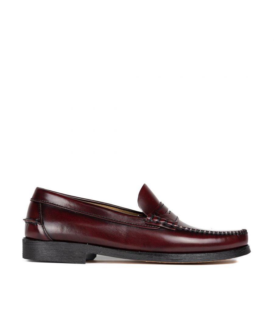 Son Castellanisimos Mens MOCASSIN WITH ANTIFACE - Burgundy Leather - Size 43