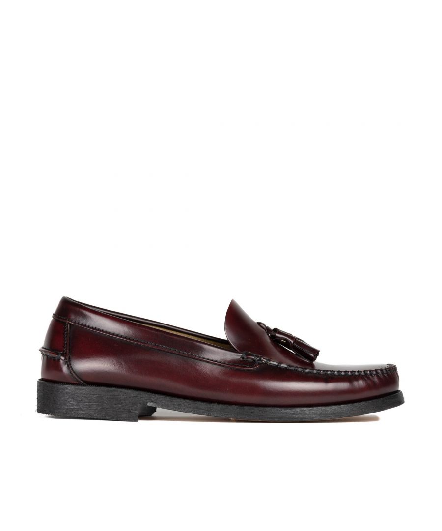 Son Castellanisimos Mens MOCASSIN WITH TASSELS - Burgundy Leather - Size 44