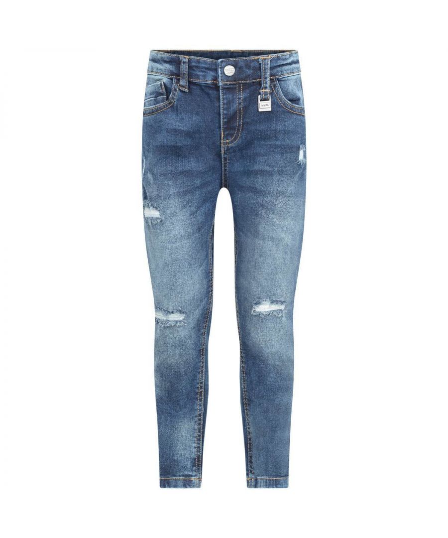 Mayoral Boys Blue Distressed Denim Jeans - Purple - Size 8Y
