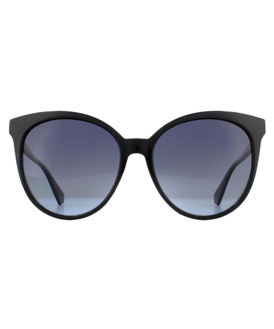 Polaroid Sunglasses PLD 4086/S 807/WJ Black Grey Gradient Polarized are a glamorous cat eye style made from lightweight polycarbonate featuring rhinestones next to the Polaroid logo.