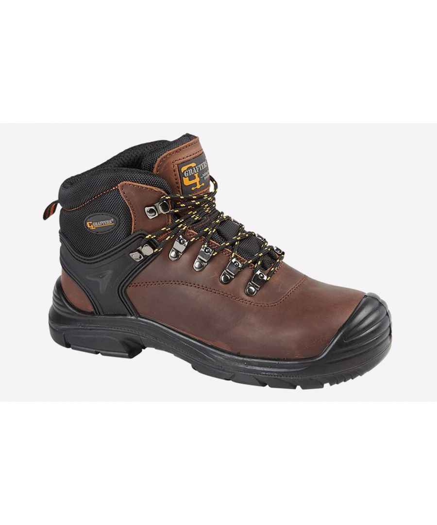 Grafters Fairfield MEMORY FOAM Safety Boots Mens (Extra Wide) - Brown - Size UK 8