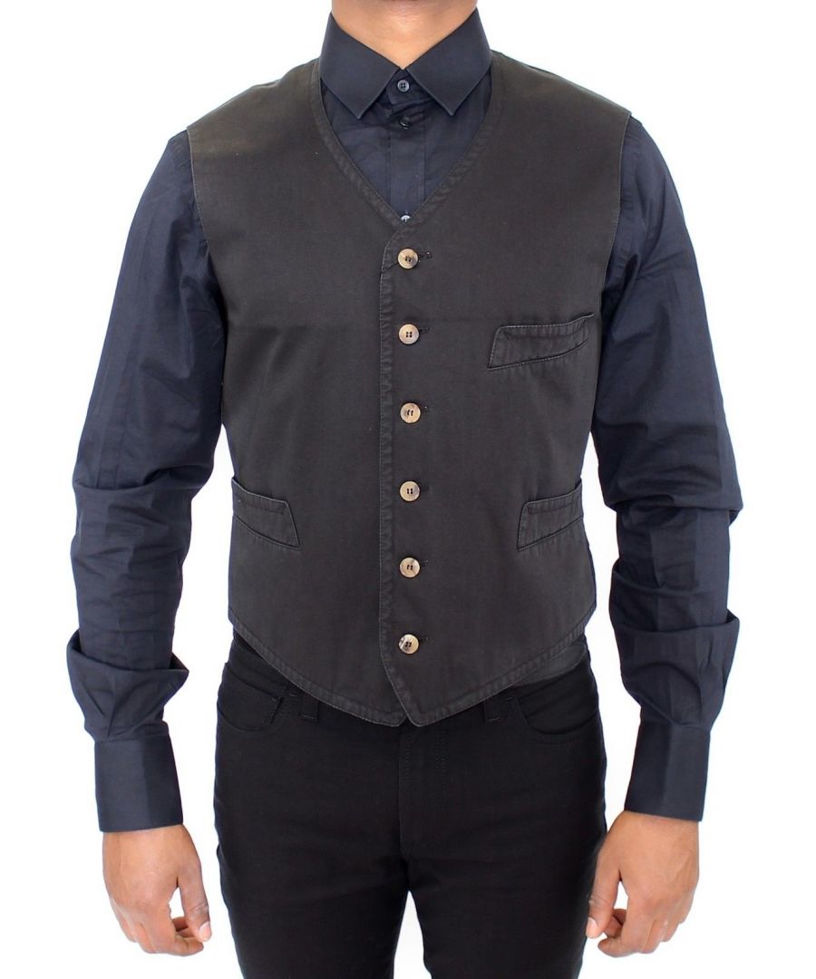Image for Dolce & Gabbana Black Cotton Blend Dress Vest Gilet