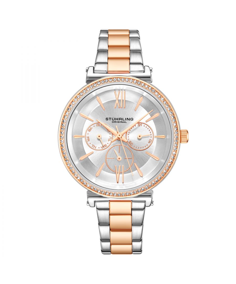Women's Multi-function, Rose/Silver Case and Bracelet, Silver Dial with Rose Accents Watch
