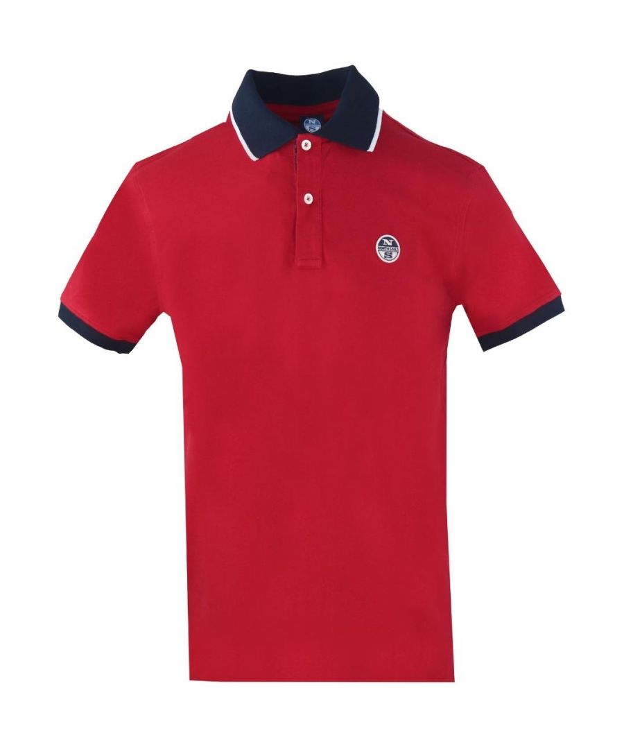 North Sails Colour Block Red Polo Shirt. North Sails Contrast Collar Red Polo. Branded Logo On The Left Chest. Regular Fit, Fits True To Size. Stretch Fit 95% Cotton, 5% Elastane. Style: 9024100230