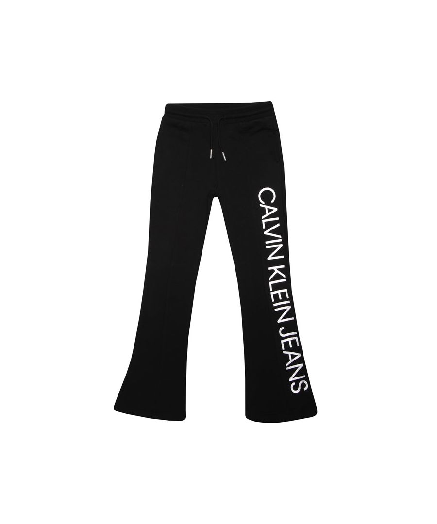 Image for Calvin Klein Girls' Junior Flared Logo Jog Pants in Black