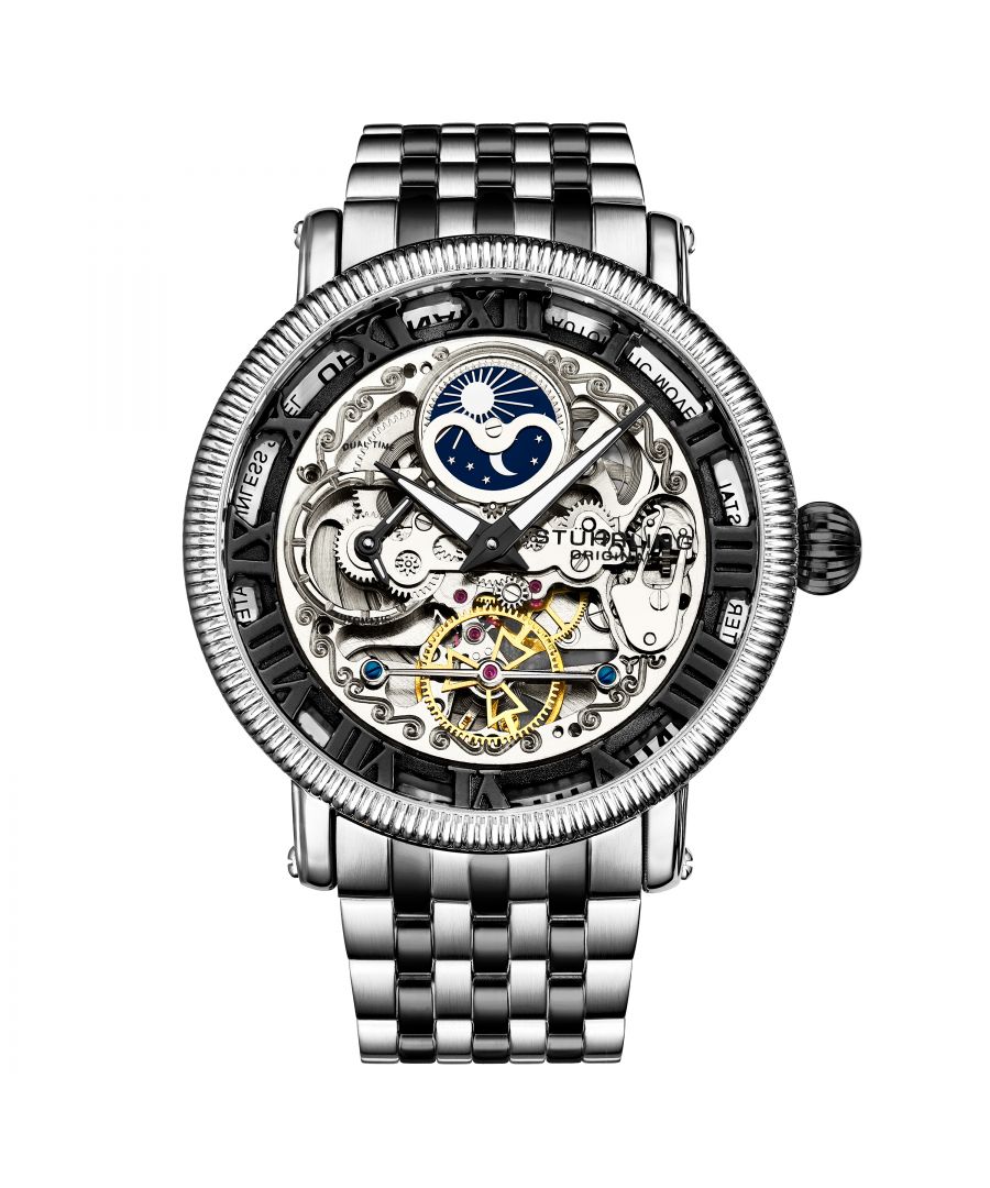 Men's Automatic Silver Case, Black Dial, TT Black/Silver Bracelet Watch