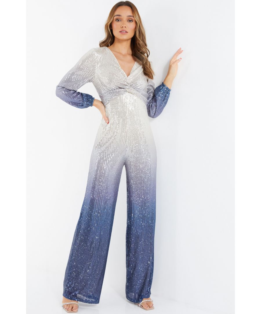 - Sequin embellishment  - V neckline  - Knot detail  - Palazzo style  - Length: 150cm approx  - Model Height: 5' 9