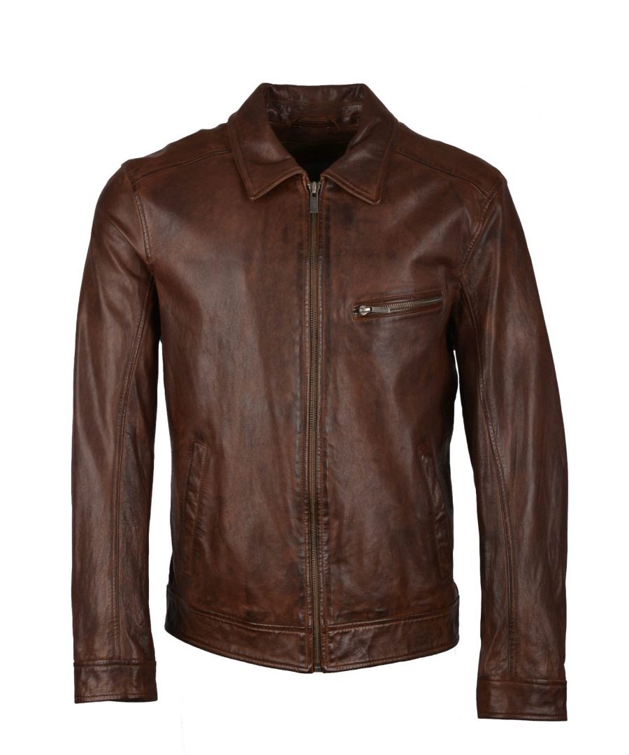 Image for Marton Vegetable Tanned Leather Jacket in Brown