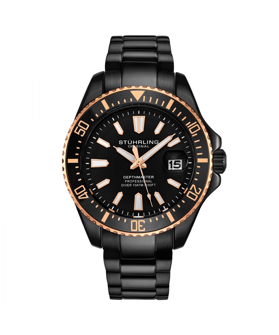 Men's Diver, Black Case, Black Dial, Black Bezel, Black Bracelet Watch