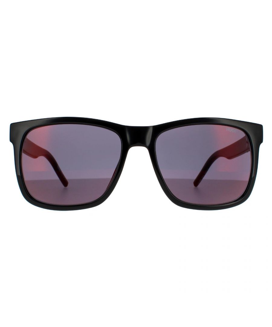 Hugo by Hugo Boss Sunglasses HG 1068/S 807 AO Black Red Mirror are a lightweight modern square style with Hugo branded temples.
