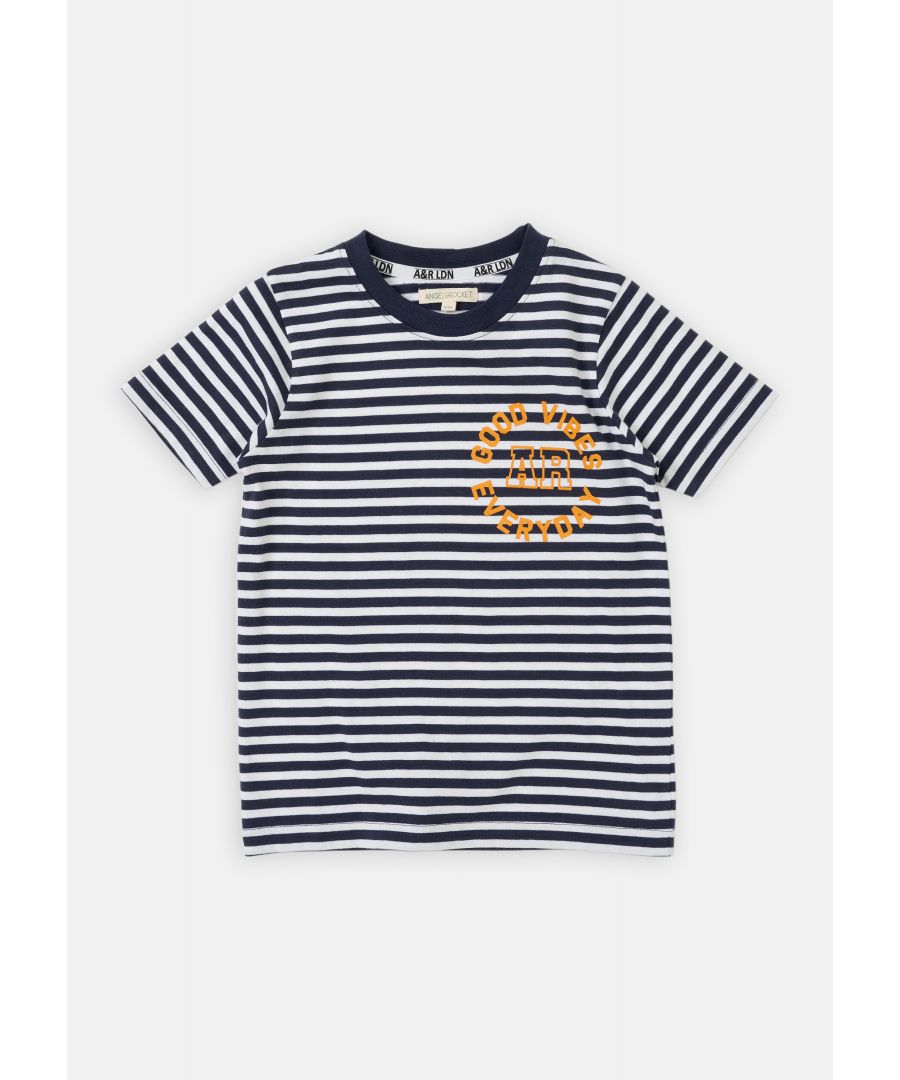 Meet the stripe T-shirt you'll want to wear on repeat. Super soft yarn dyed stripe T-shirt with striking logo. Can be paired with anything from joggers to jeans.   Angel & Rocket cares - made with Fairtrade cotton   Colour: White   100% cotton   Look after me: Think planet  wash at 30c