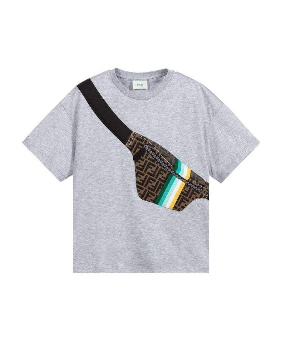 Image for Fendi Boys T-shirt Pouch Print Grey