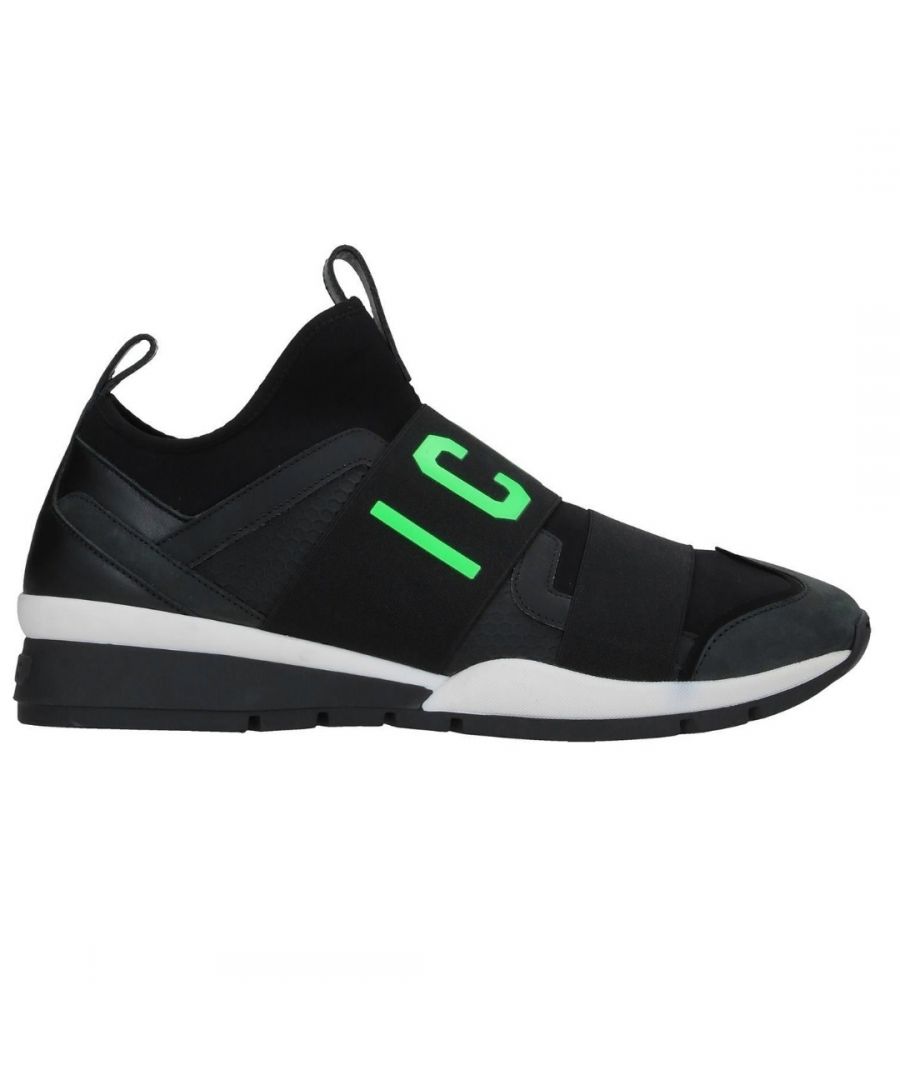 Dsquared2 zwarte sneakers met groen ICON-logobandje