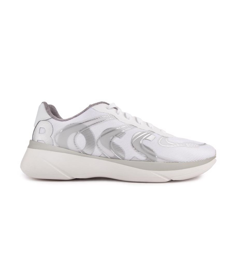 De wit-zilveren BOSS Dean Run-sneaker is veelzijdig inzetbaar. sportieve hardloopschoen met een strak design. De eigentijdse designerschoen heeft een bovenwerk van premium gemengd nylon. blinde oogjes en metallic kenmerkende BOSS-branding. Ga licht. rennen als een baas.