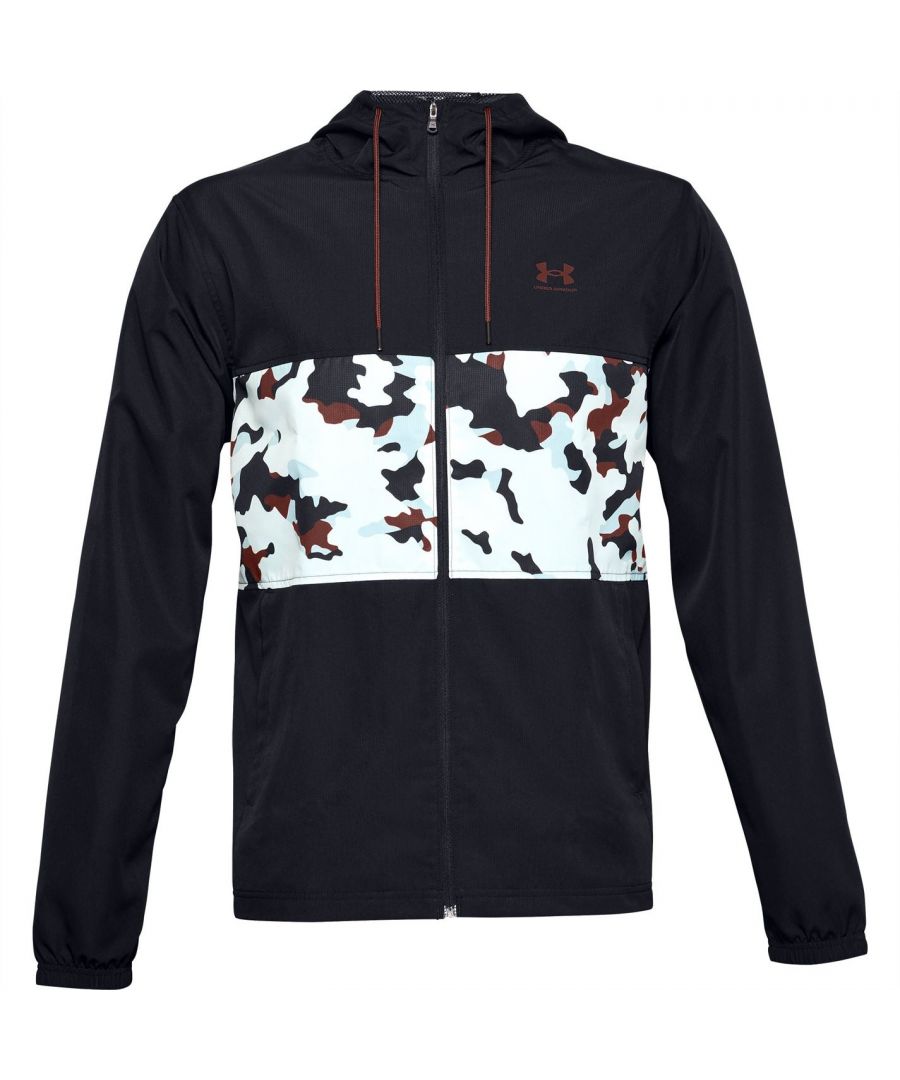 Under Armour SS Wind Camo Jacket Mens - The Mens Under Armour SS Wind Camo Jacket is perfect for everyday wear, crafted with a full zip closure coupled with an elasticated and ribbed trim to the wrist cuffs and hem for a comfortable fit. Pockets to the lower chest provide ample space for all your essentials, while a camo panel to the centre chest along with the Under Armour branding completes the casual look.
