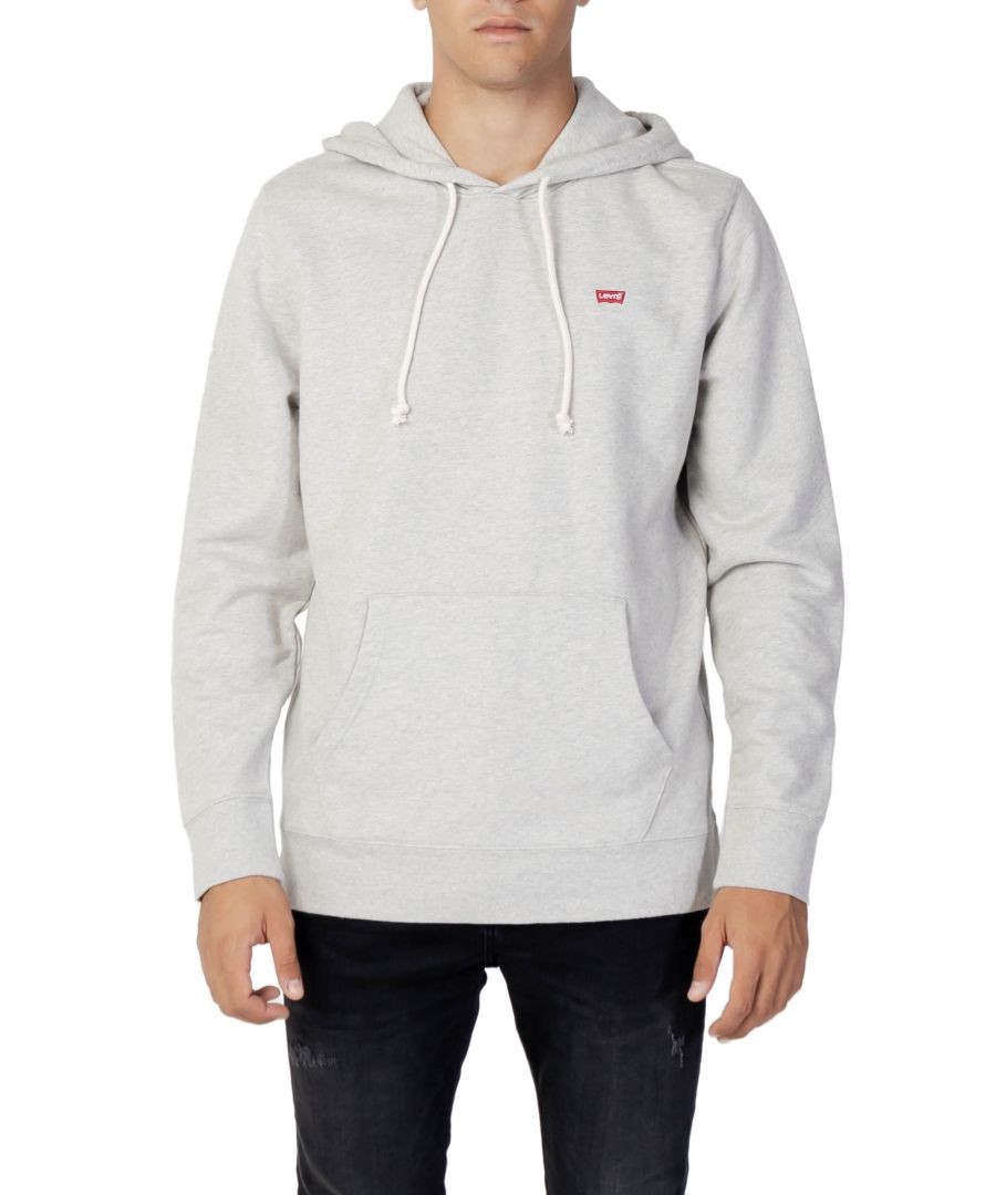 Long-sleeved sweatshirt, hood, central pocket, logo Cotton