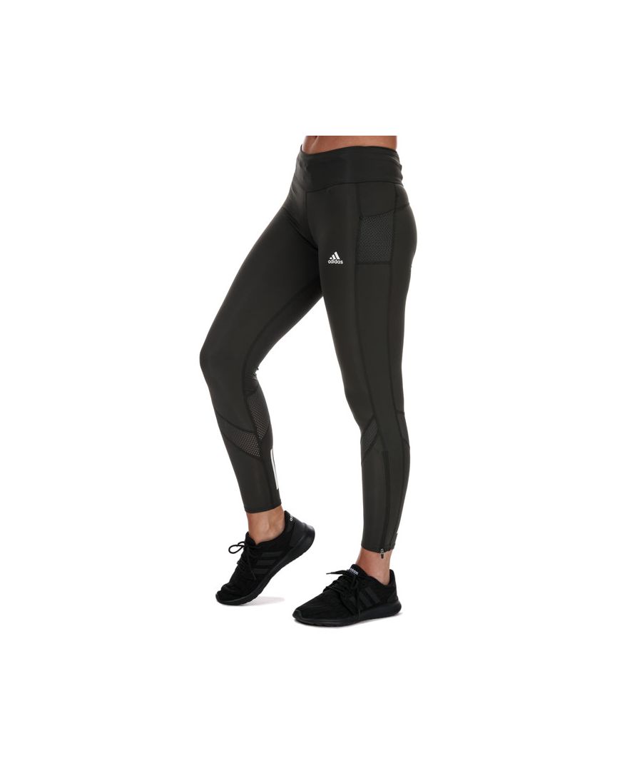 Womens adidas Own The Run Leggings in olive.- Drawcord-adjustable waist.- High rise.- Climacool ventilation.- Sweat-guard pocket.- Pre-shaped knees.- 360 reflectivity.- Medium-compression Sprintweb.- Doubleknit.- Fitted fit.- 55% Polyester ( Recycled)   28% Polyester  17% Elastane. Machine washable.- Ref: GC6639