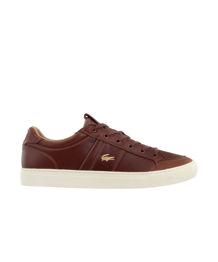 Lacoste Courtline 120 1 Mens Brown Trainers Leather (archived) - Size UK 6.5