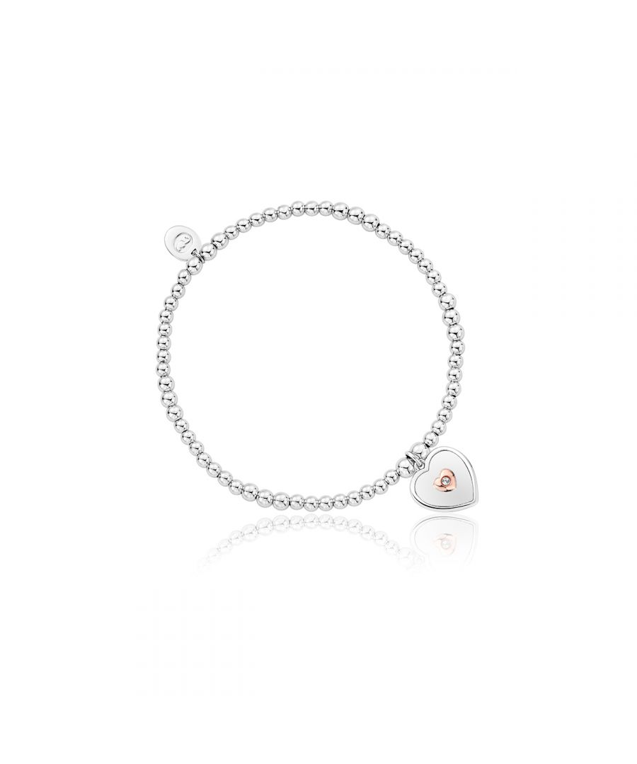 Fall in love with our beautifully modern styled Cariad Affinity bead bracelet. A solid sterling silver heart is warmed by a beautiful 9ct rose gold centre framing a sparkling genuine white topaz gemstone. This bracelet makes for a stunning style statement as well as a thoughtful and loving gift.