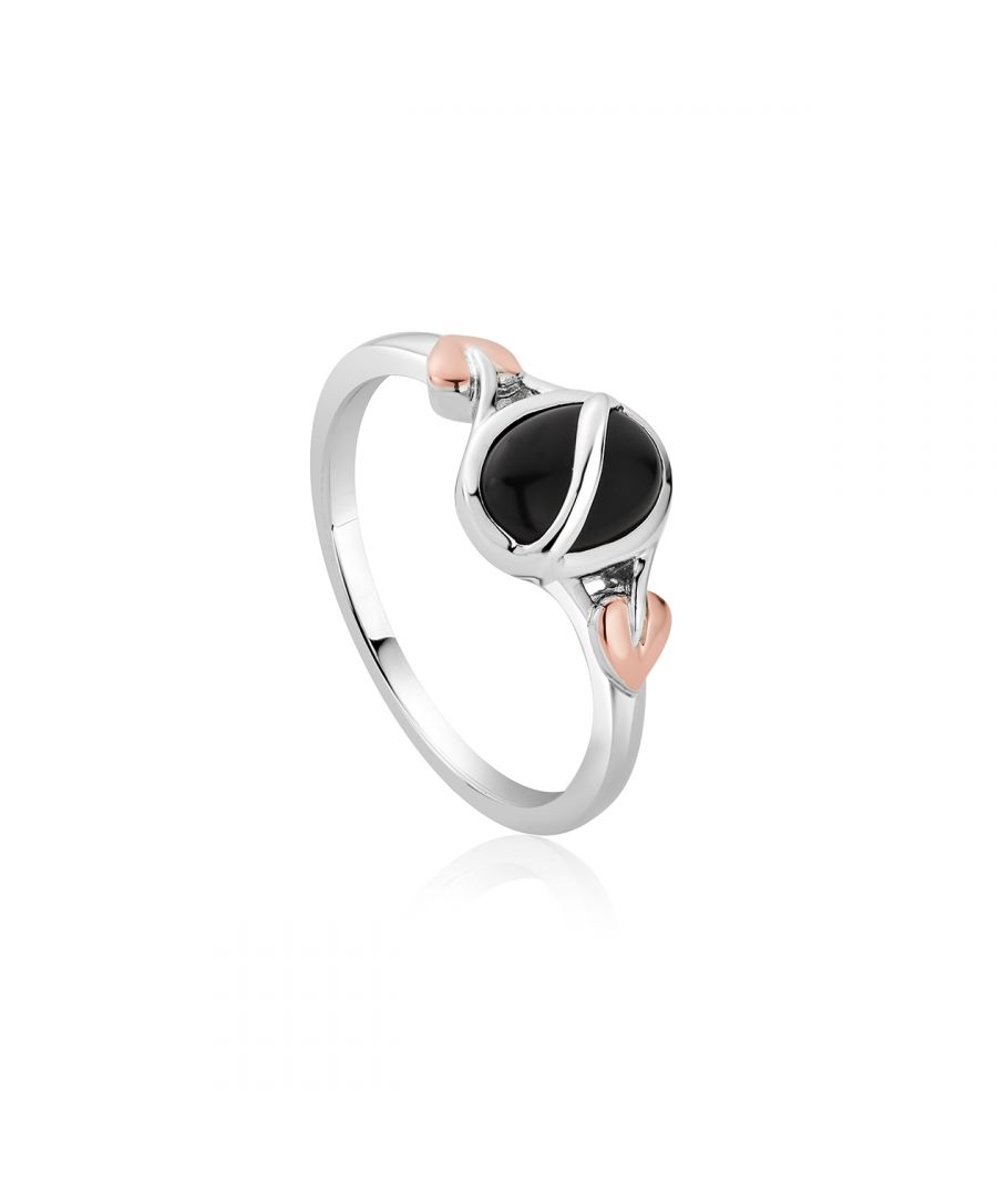 New life springs eternal, intertwining with the old. Tuned to natures rhythms, our Tree of Life ring draws on the properties of the genuine black onyx at the heart of the design. Positive and protective, it wards off negativity. Crafted in sterling silver and 9ct rose gold containing rare Welsh gold. Available in sizes J to Z.