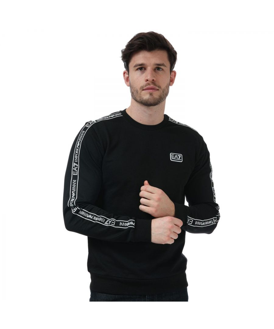 EA7 Mens Emporio Armani Logo Series Tape Sweatshirt in Black Cotton - Size Medium