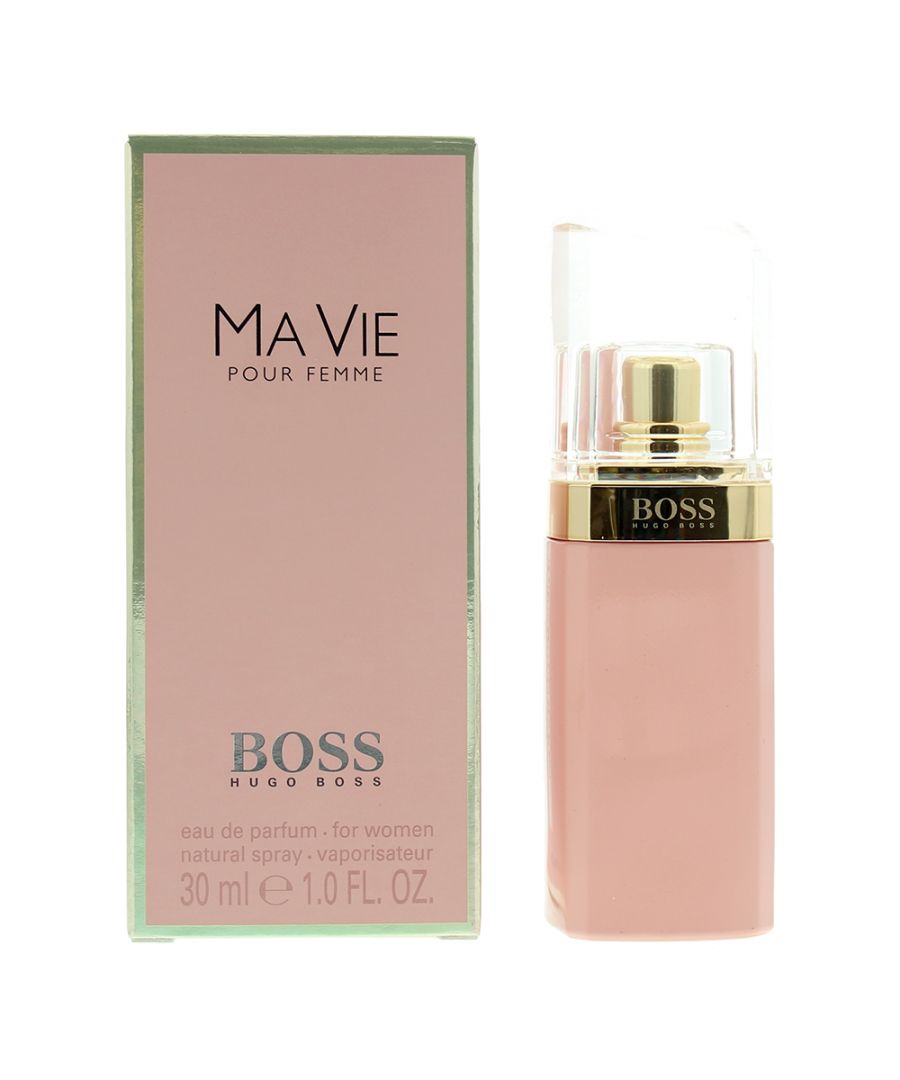 Hugo Boss design house launched Boss Ma Vie Pour Femme in 1995 as a delicate floral fragrance for women. It is described as a soft and carefree fragrance. This scent was inspired by the image of a confident young woman that takes a walk on a warm summer evening and enjoys the simple beauties of life. Ma Vie Pour Femme is captivating and absolutely feminine. The scent notes consist of fresh cactus flower followed by an elegant bouquet of pink freesia rose and jasmine. A sensual base of cedar and sandalwood complete the glowing composition. This charming scent has been recommended to be worn during the daytime.\n Top notes are cactus Blossom; heart notes Pink Floral Bouquet with Rose Bud; Base is cedarwood